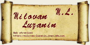 Milovan Lužanin vizit kartica